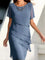 Abito Elegante Donna con Drappeggio a Balze e Effetto Snellente 0