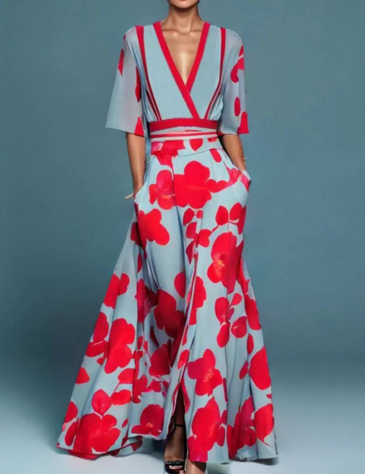 Abito Elegante Donna con Scollatura a V e Vita Definita per Look Raffinato 0