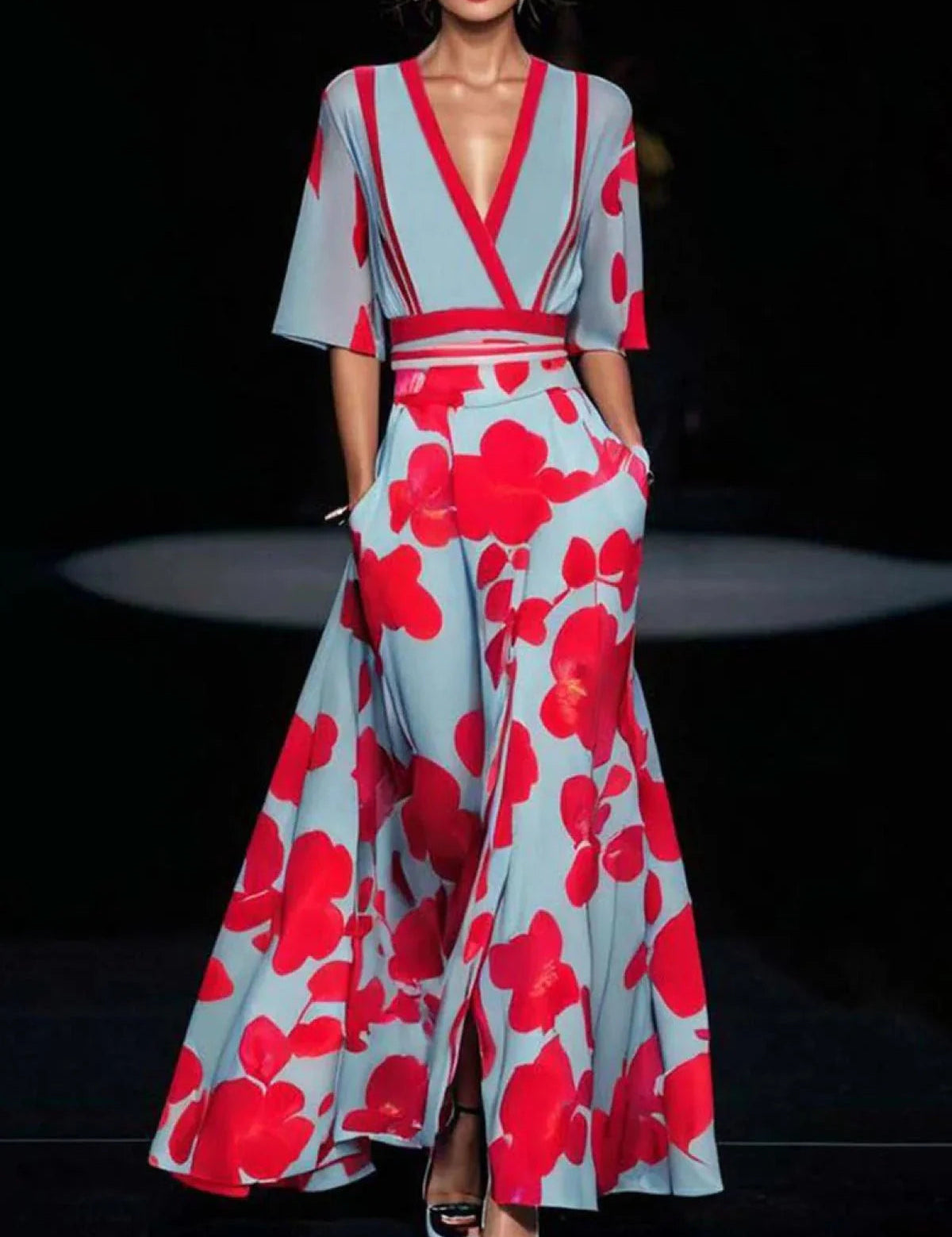 Abito Elegante Donna con Scollatura a V e Vita Definita per Look Raffinato 1