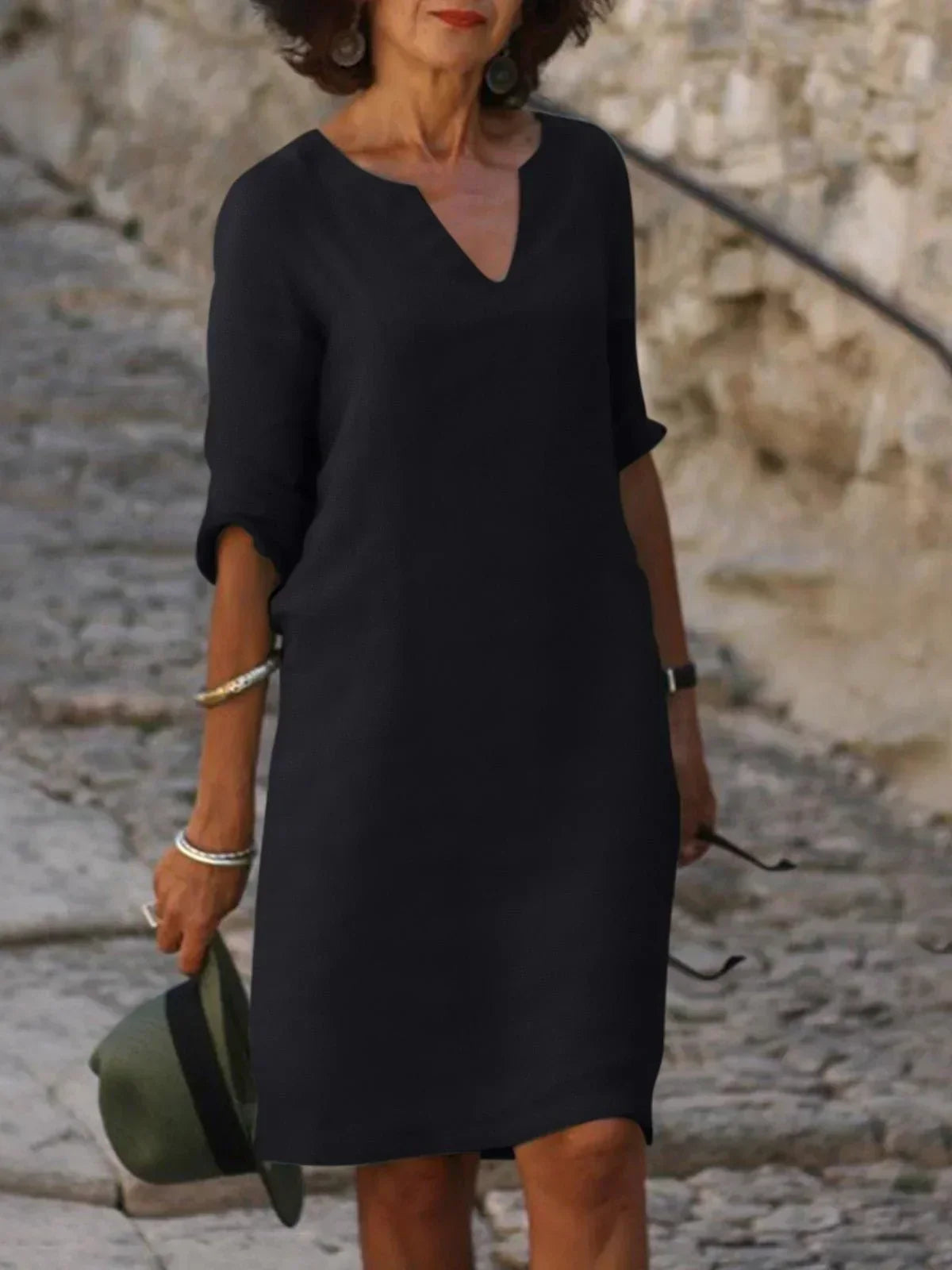 Abito Donna Scollo a V — Design a Strati Elegante Cerimonia