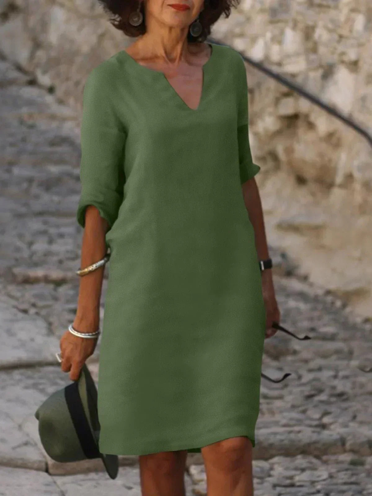 Abito Elegante Donna con Scollo a V - Vestito Cerimonia Versatile per Occasioni Speciali e Look Raffinato 2