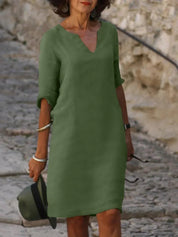 Abito Elegante Donna con Scollo a V - Vestito Cerimonia Versatile per Occasioni Speciali e Look Raffinato 2