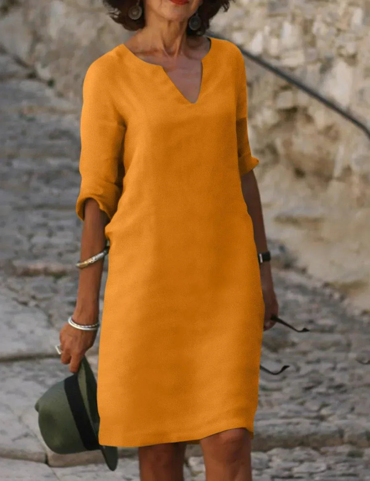 Abito Elegante Donna con Scollo a V - Vestito Cerimonia Versatile per Occasioni Speciali e Look Raffinato 4