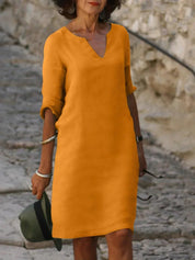 Abito Elegante Donna con Scollo a V - Vestito Cerimonia Versatile per Occasioni Speciali e Look Raffinato 4
