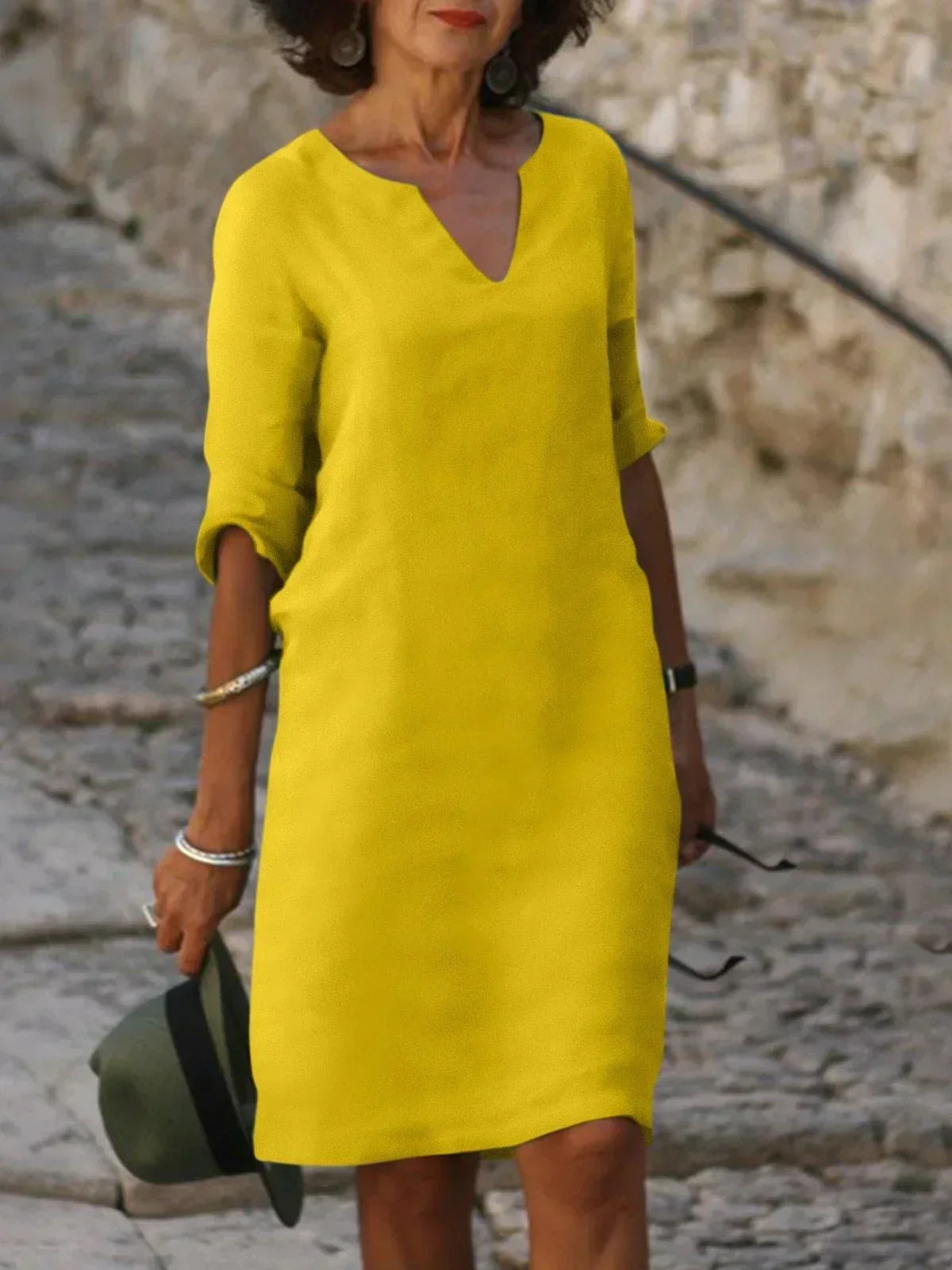 Abito Elegante Donna con Scollo a V - Vestito Cerimonia Versatile per Occasioni Speciali e Look Raffinato 7