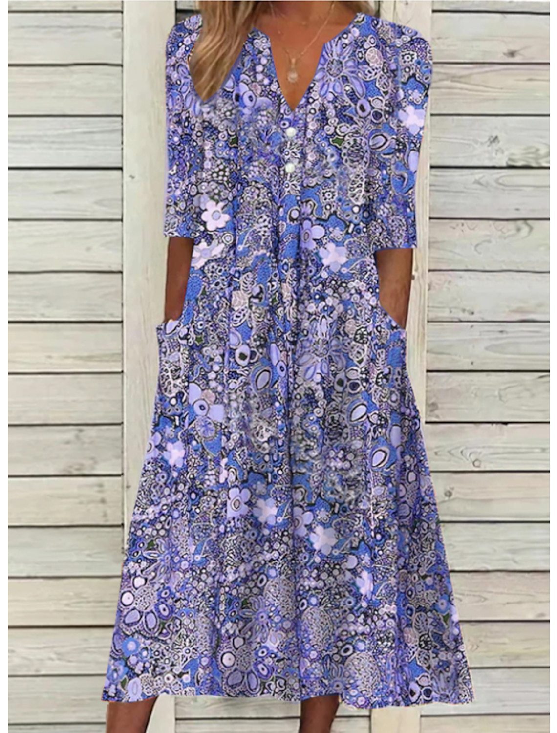 Abito Estivo Elegante per Donne - Vestito Estivo Chic con Copertura Pancia e Scollo a V, Versatile per Ogni Occasione 1