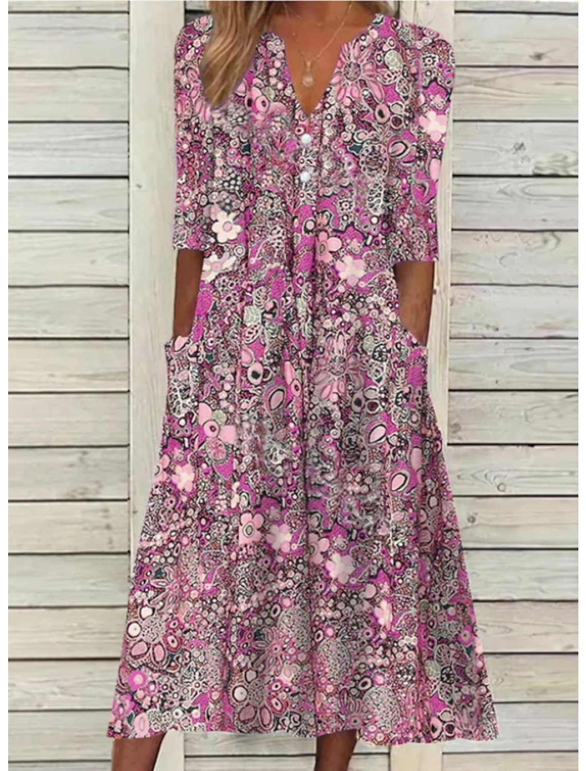 Abito Estivo Elegante per Donne - Vestito Estivo Chic con Copertura Pancia e Scollo a V, Versatile per Ogni Occasione 2