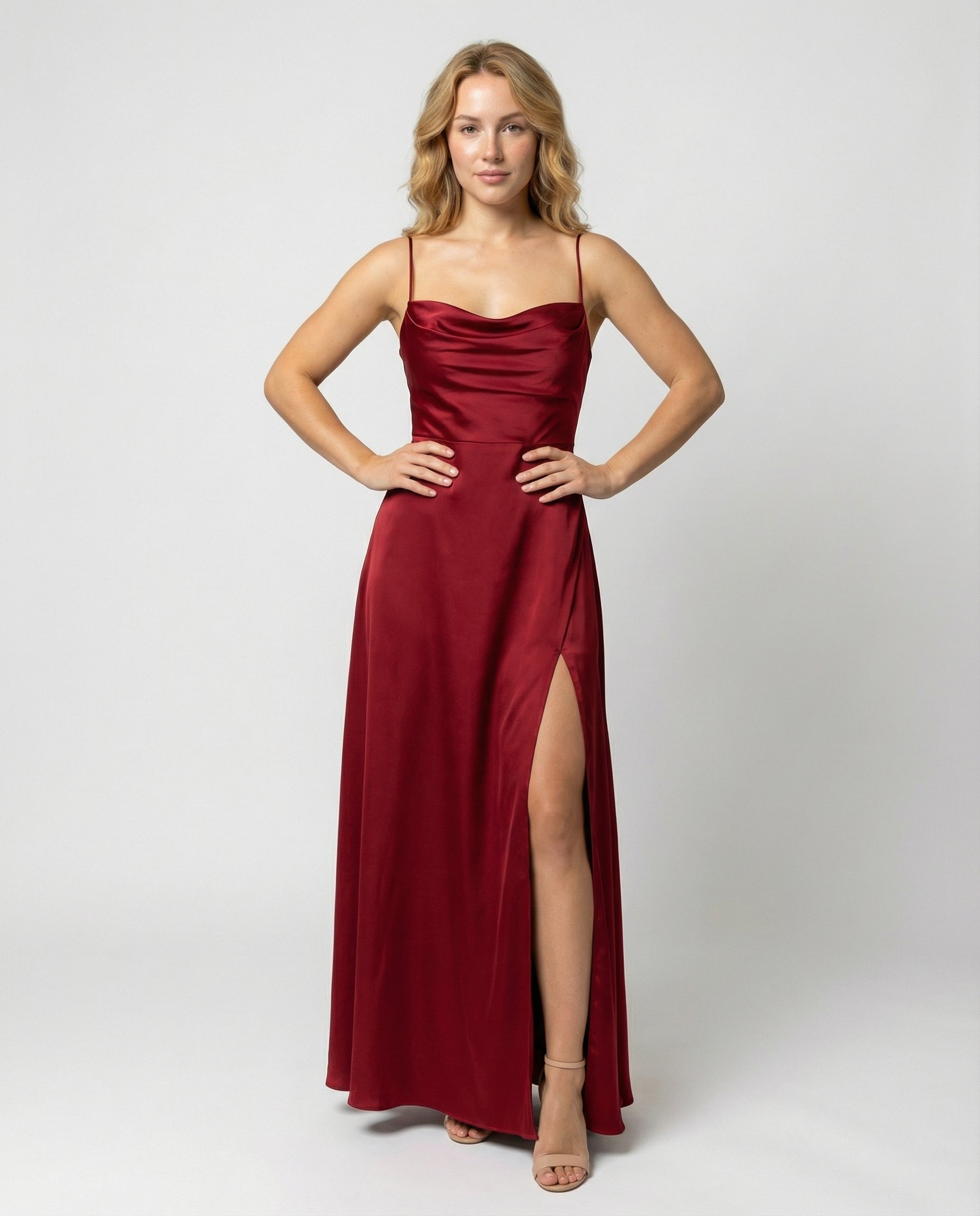 Abito Lungo Elegante Con Spacco - Vestito Lungo Cerimonia Per Ogni Occasione 0