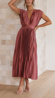 Abito Lungo Elegante Plissettato per Cerimonia - Vestito Lungo Estivo per Occasioni Speciali 2