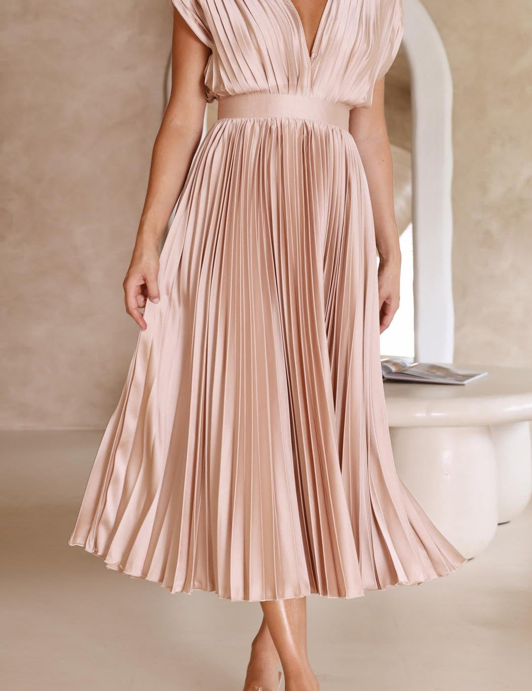 Abito Lungo Elegante Plissettato per Cerimonia - Vestito Lungo Estivo per Occasioni Speciali 6