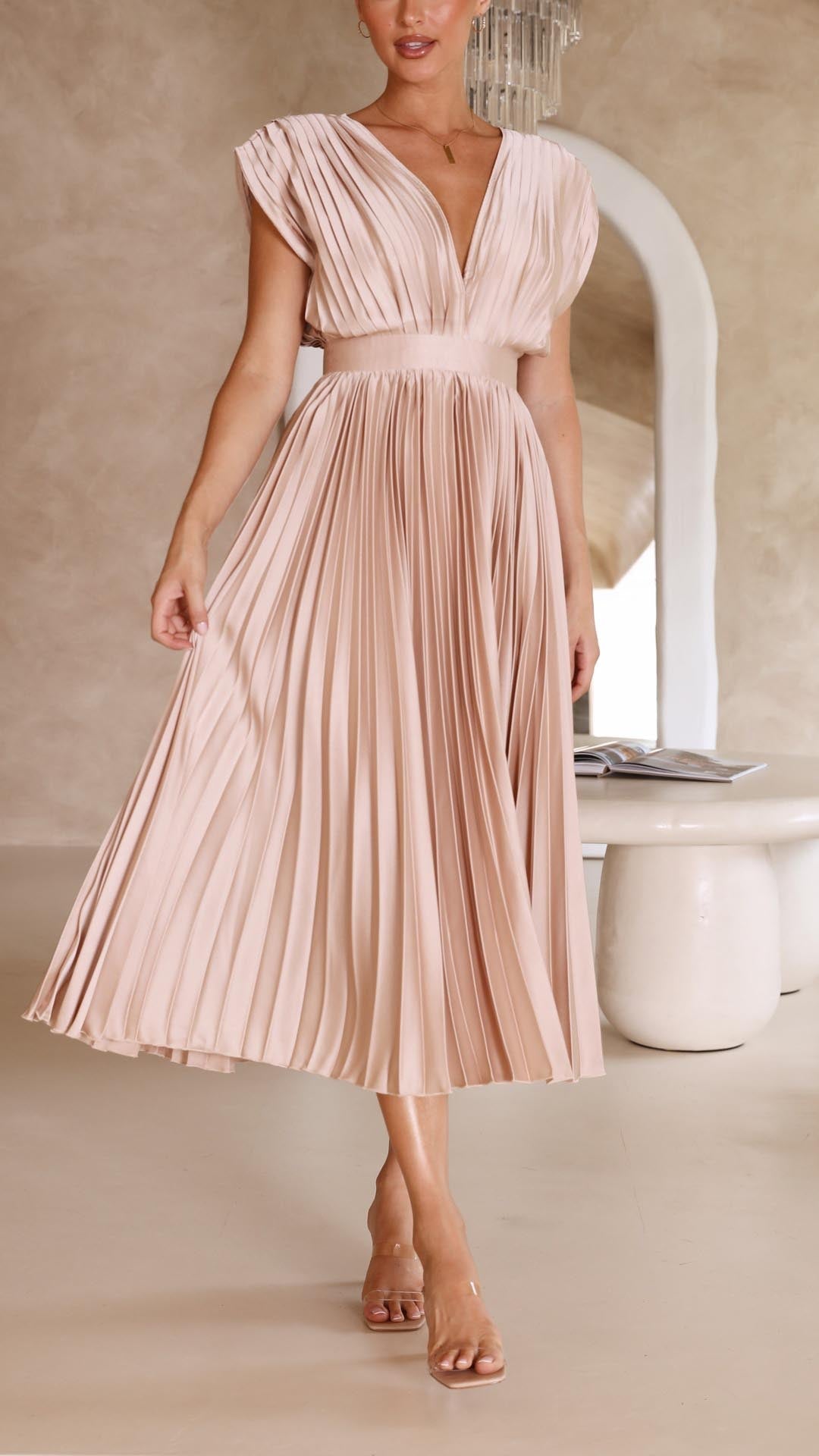 Abito Lungo Elegante Plissettato per Cerimonia - Vestito Lungo Estivo per Occasioni Speciali 7