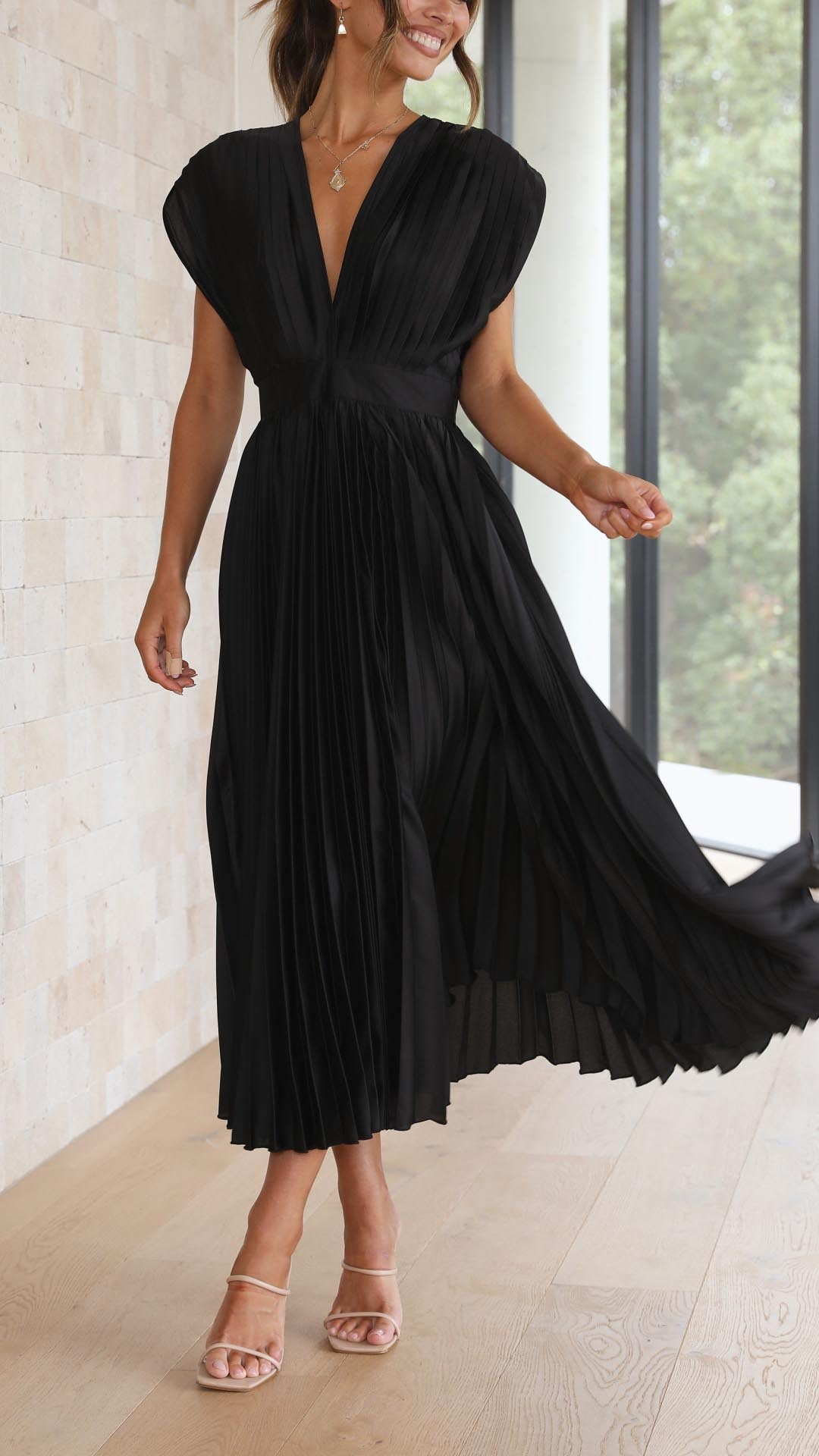 Abito Lungo Elegante Plissettato per Cerimonia - Vestito Lungo Estivo per Occasioni Speciali 9
