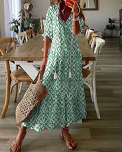 Abito Maxi Estivo Donna - Elegante Vestito Boho con Vestibilità Fluida e Motivi Giocosi 1