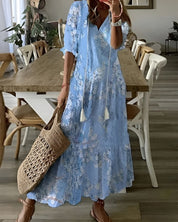 Abito Maxi Estivo Donna - Elegante Vestito Boho con Vestibilità Fluida e Motivi Giocosi 3