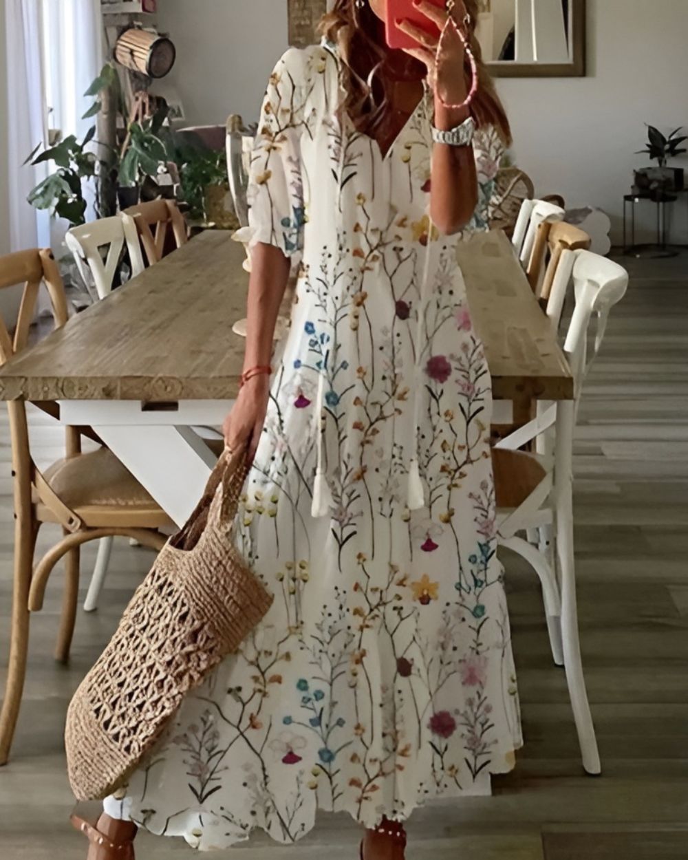 Abito Maxi Estivo Donna - Elegante Vestito Boho con Vestibilità Fluida e Motivi Giocosi 6