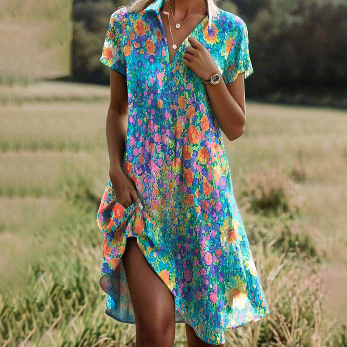 Abito Maxi Estivo Donna — Boho-Chic Fluido Dettagli Romantici