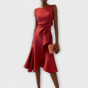 Abito Midi Donna — Drappeggio Asimmetrico per Cerimonie