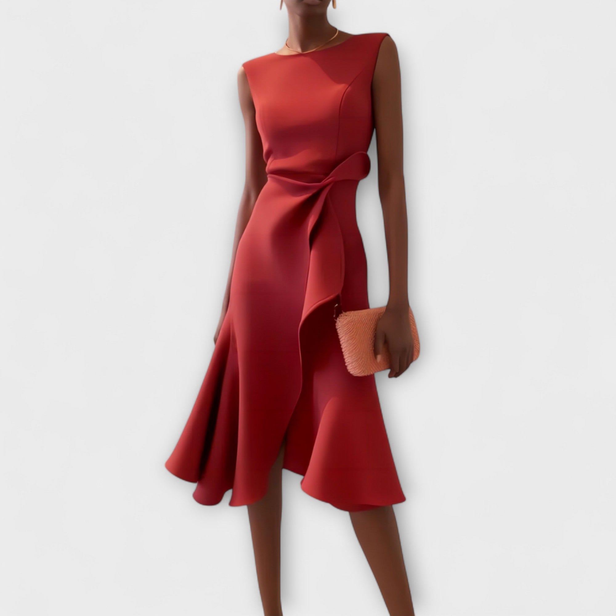 Abito Midi Donna — Drappeggio Asimmetrico per Cerimonie