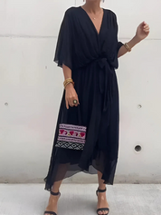 Abito Midi Donna — Avvolgente Cintura Regolabile Elegante