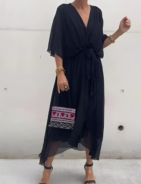 Abito Midi Donna — Avvolgente Cintura Regolabile Elegante