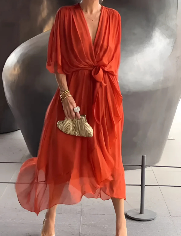 Abito Midi Elegante Donna - Stile Versatile per Ogni Occasione, Comfort e Silhouette Lusinghiera 3