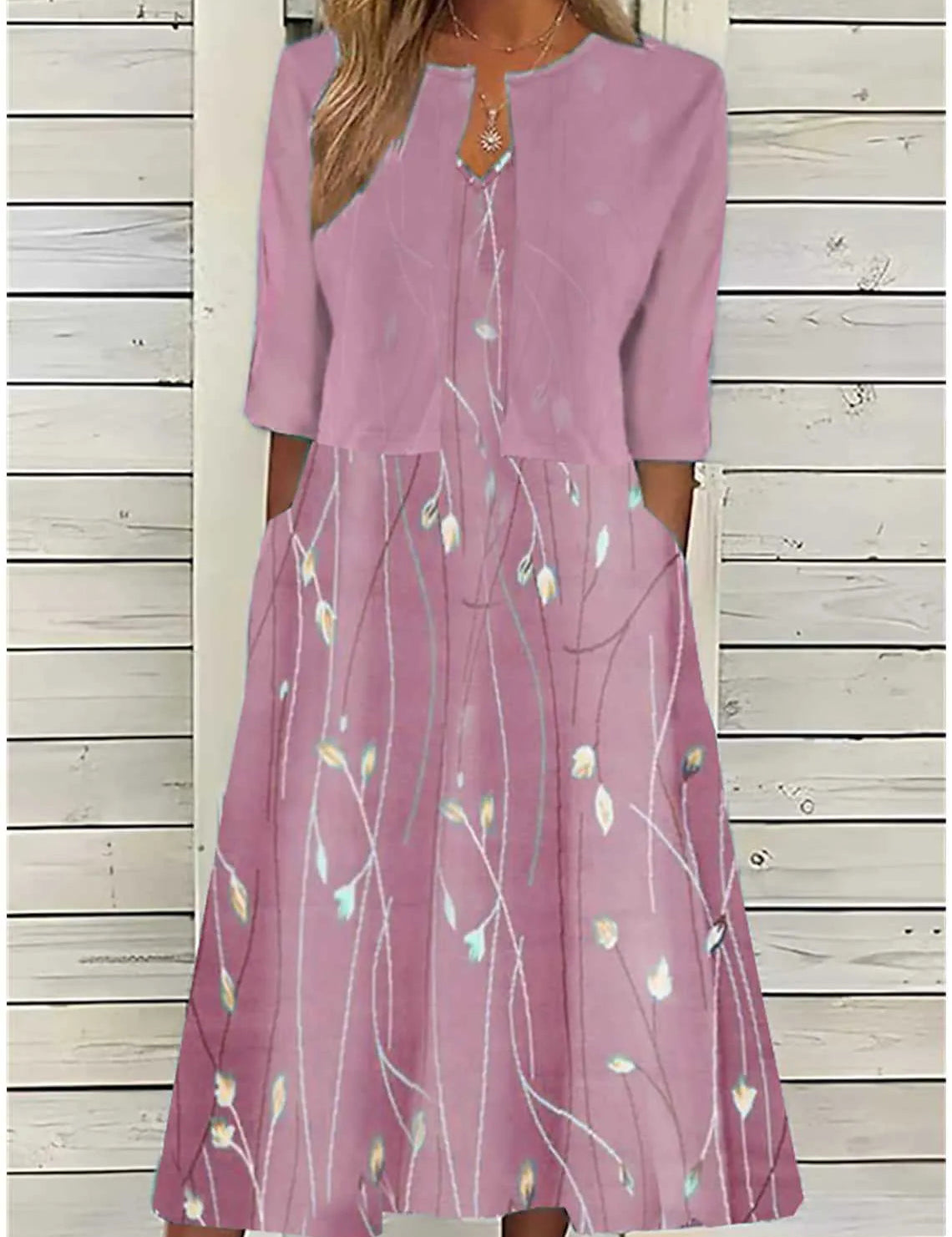Abito Midi Floreale con Coprispalle Coordinato per Look Elegante 1