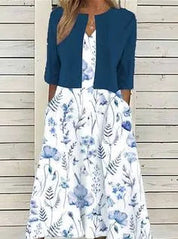 Abito Midi Floreale con Coprispalle Coordinato per Look Elegante 2