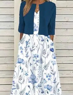 Abito Midi Floreale con Coprispalle Coordinato per Look Elegante 2