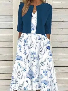 Abito Midi Floreale con Coprispalle Coordinato per Look Elegante 2