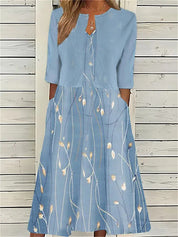 Abito Midi Floreale con Coprispalle Coordinato per Look Elegante 4