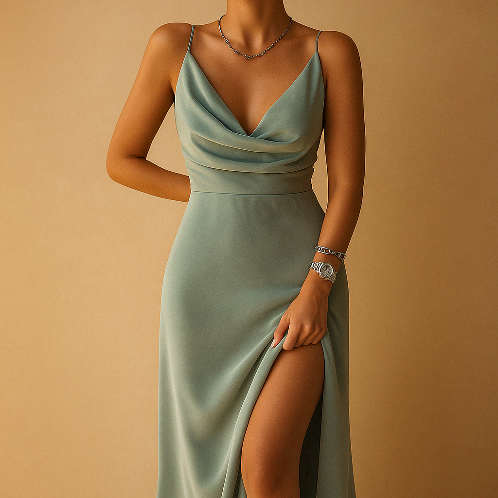 Abito lungo estivo da donna con scollo a V - Elegante e arioso per matrimoni 0