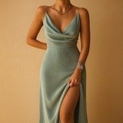 Abito lungo estivo da donna con scollo a V - Elegante e arioso per matrimoni 0