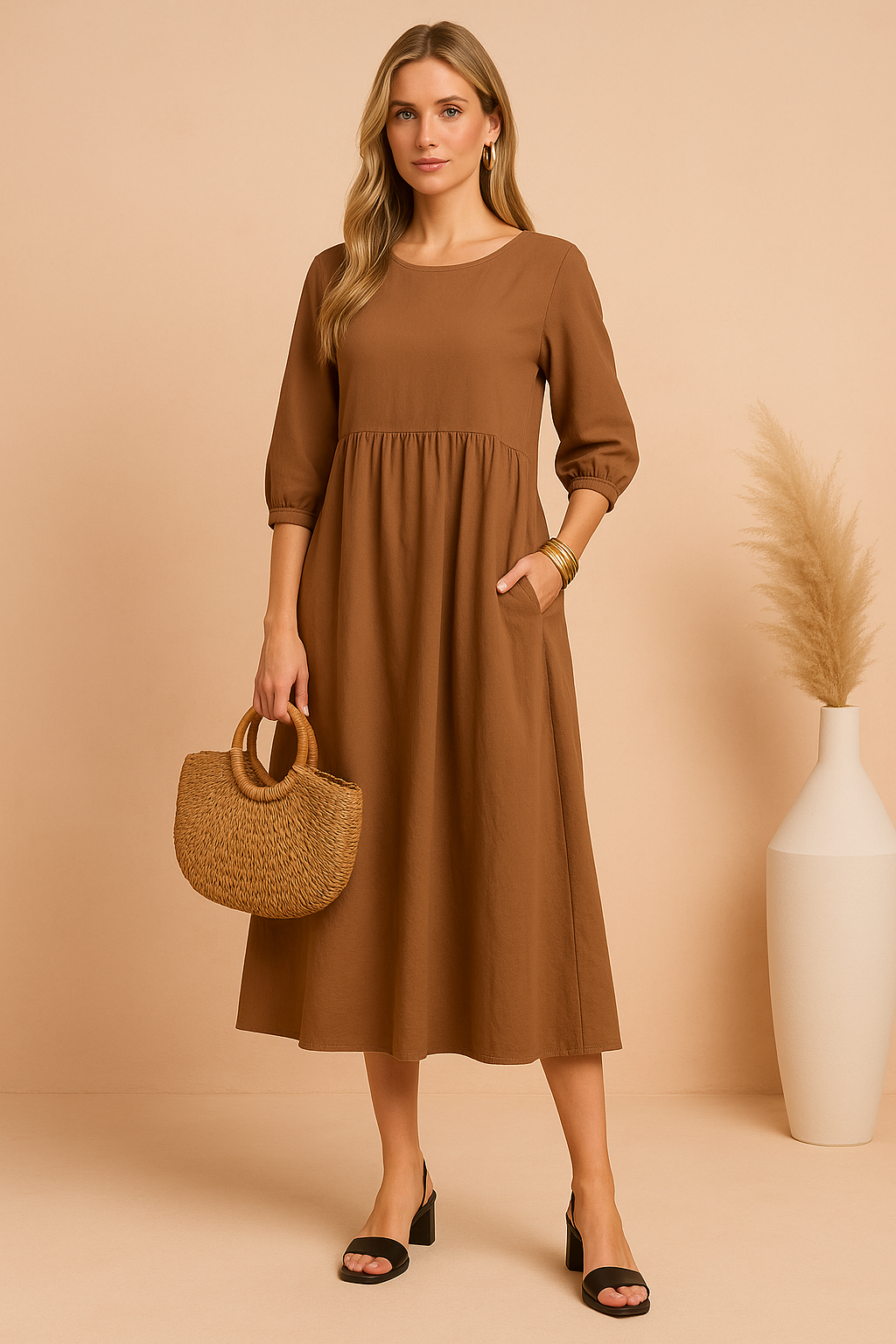 Amabel | Elegante abito midi con maniche a 3/4 3