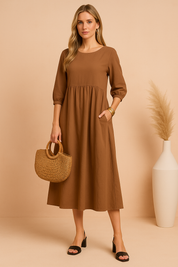 Amabel | Elegante abito midi con maniche a 3/4 3