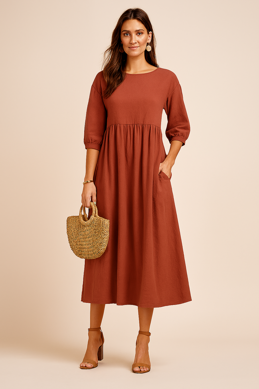 Amabel | Elegante abito midi con maniche a 3/4 8