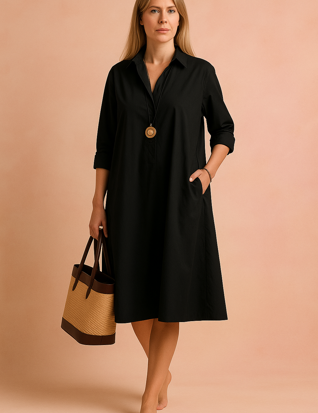 Amara | Camicia minimalista ampia con tasche 1