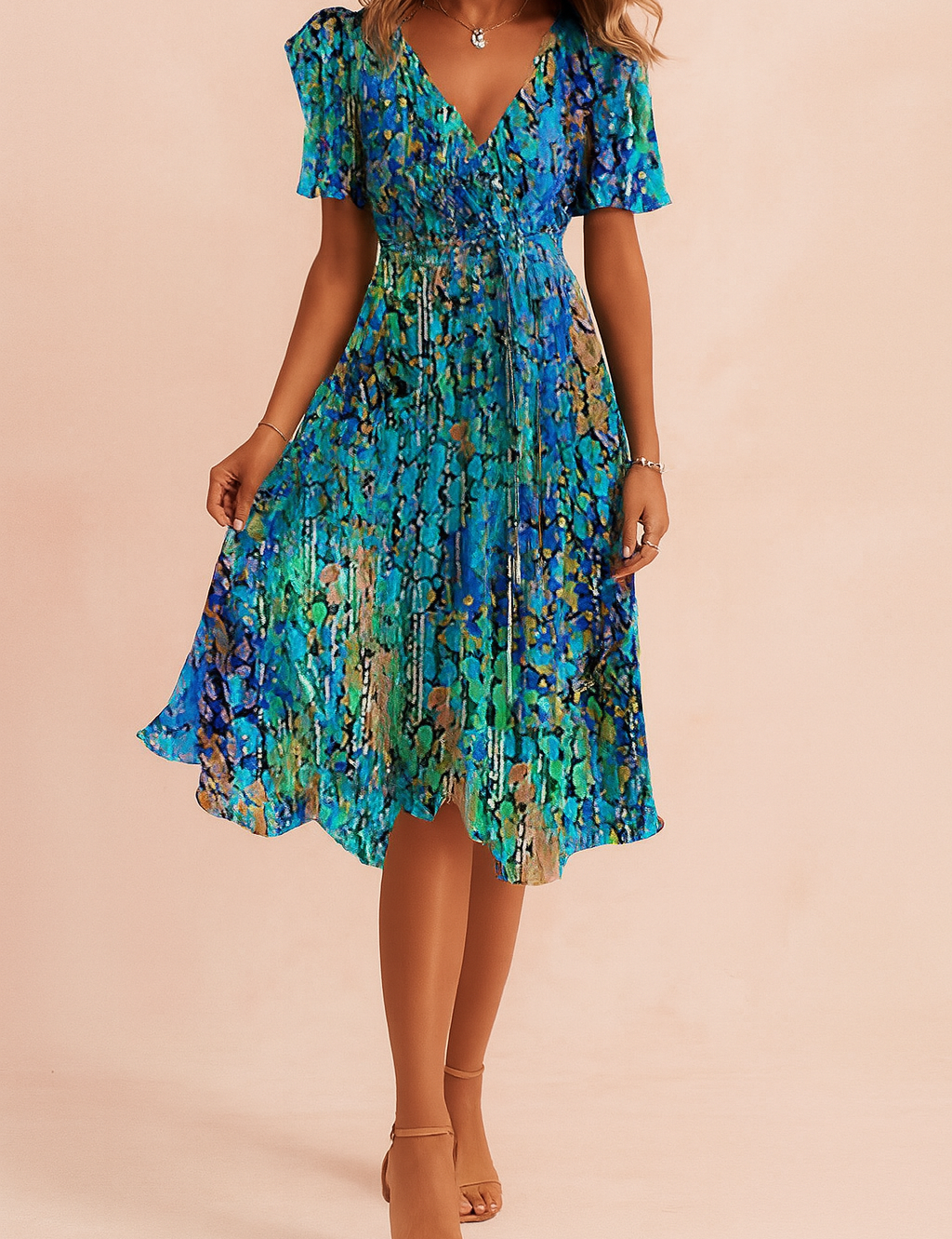 Abito Midi Donna — Blu Elegante Vestibilità Aderente Classico