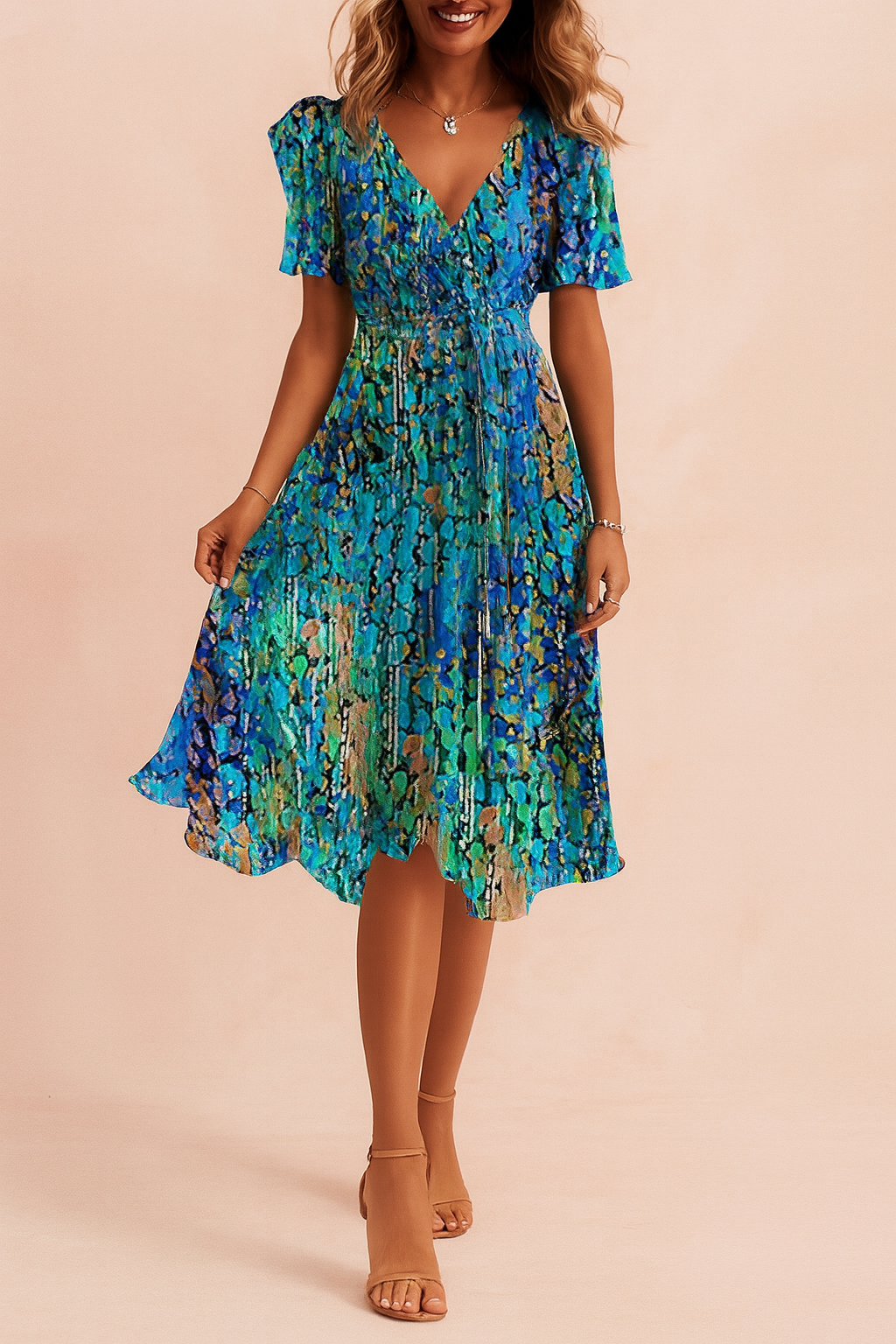 Abito Midi Donna — Blu Elegante Vestibilità Aderente Classico