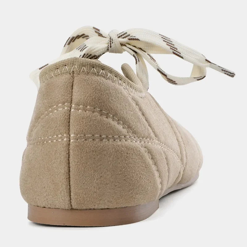 Ballerine con lacci da donna in finta pelle scamosciata comode 4