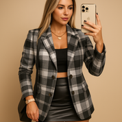 Blazer lungo trapuntato da donna con motivo a quadri | Elvira 3