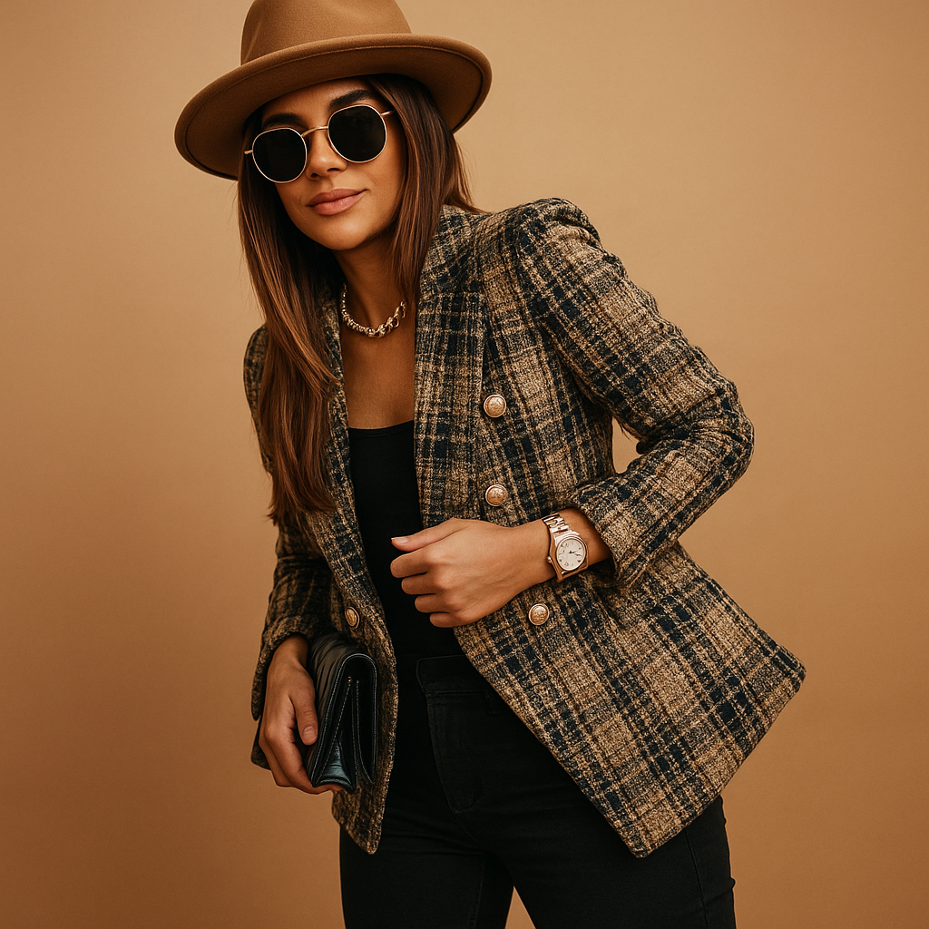 Blazer Donna Sartoriale — Taglio Elegante Mix Tessuti Pregiati
