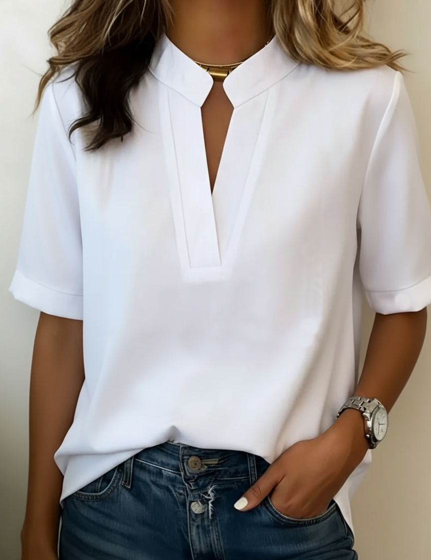Blusa Elegante Donna con Colletto Strutturato e Scollatura a V 6