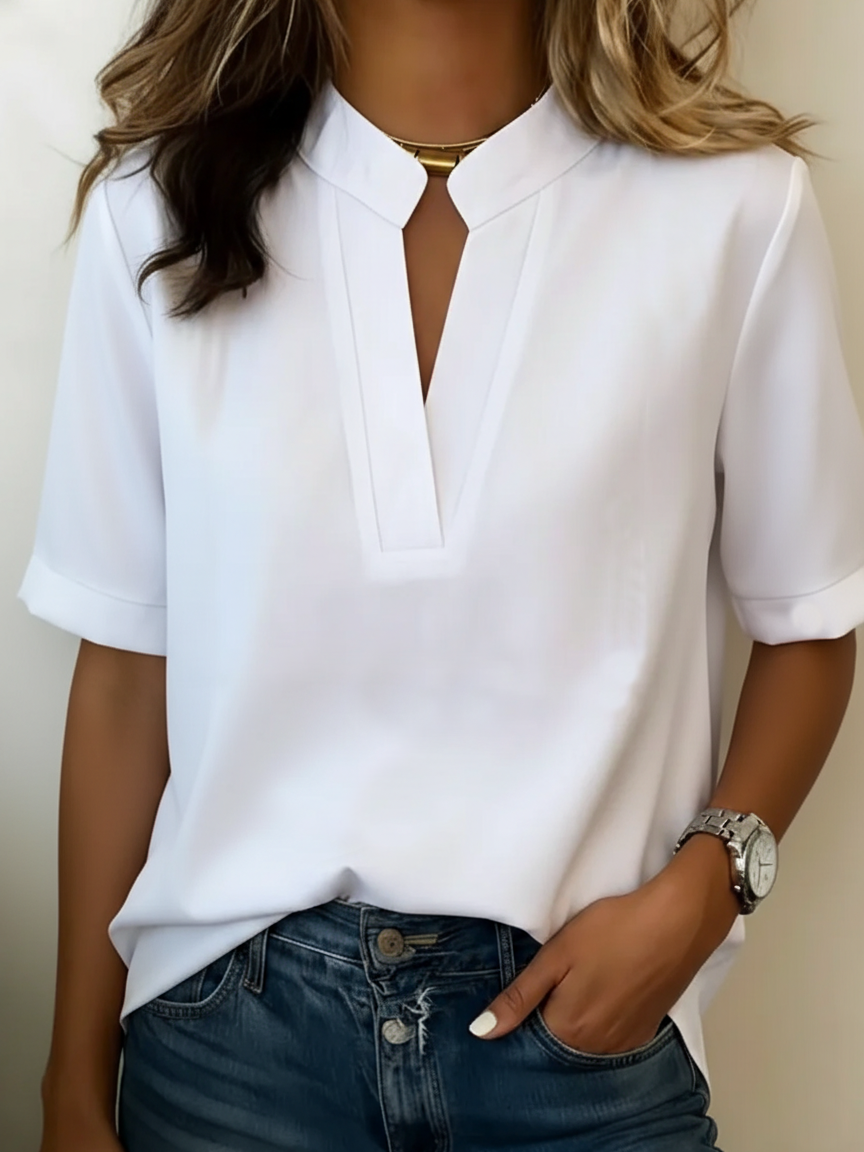 Blusa Elegante Donna con Colletto Strutturato e Scollatura a V 6