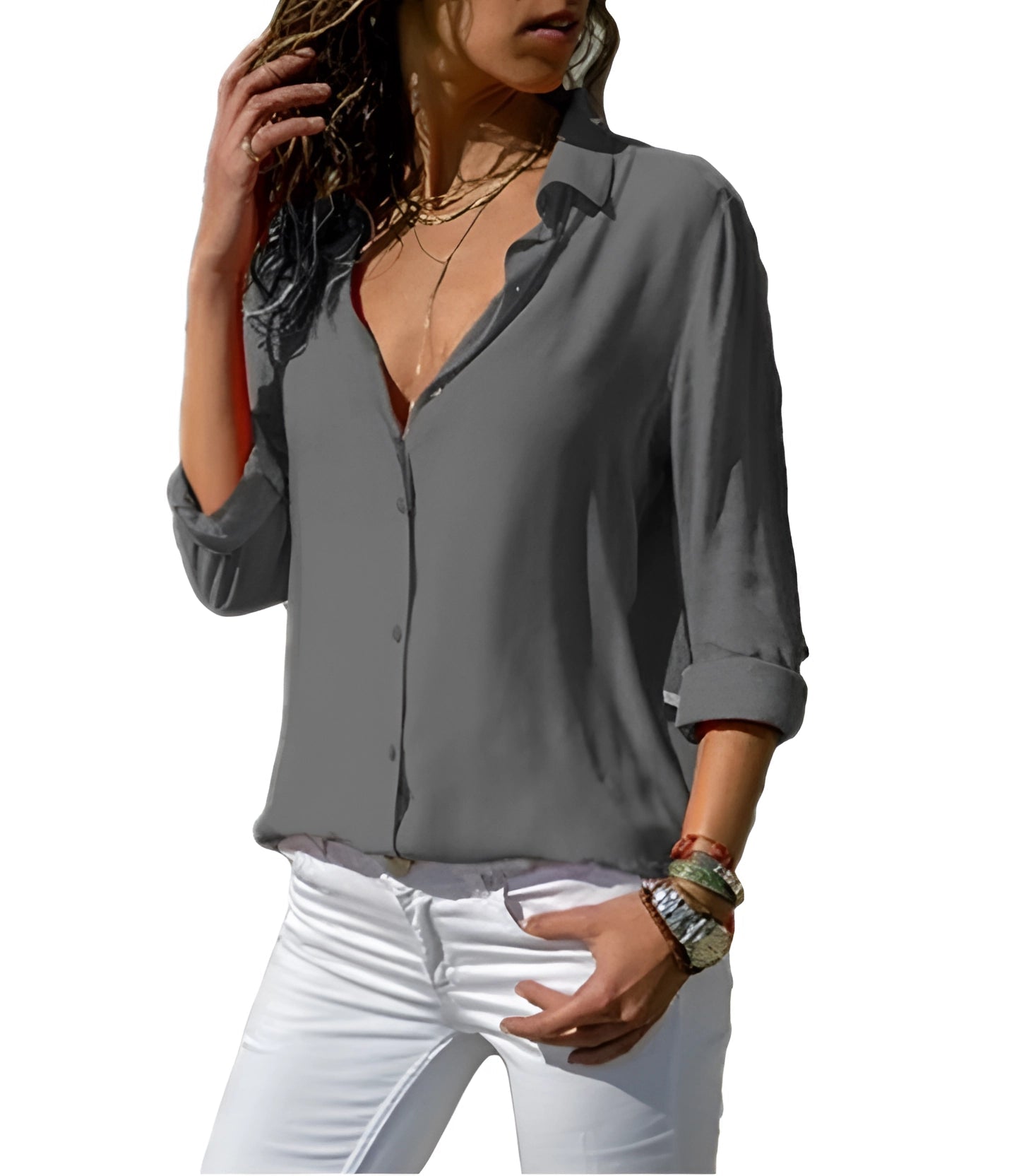 Blusa Elegante Donna con Scollo a V e Linea Morbida per Look Raffinato 5