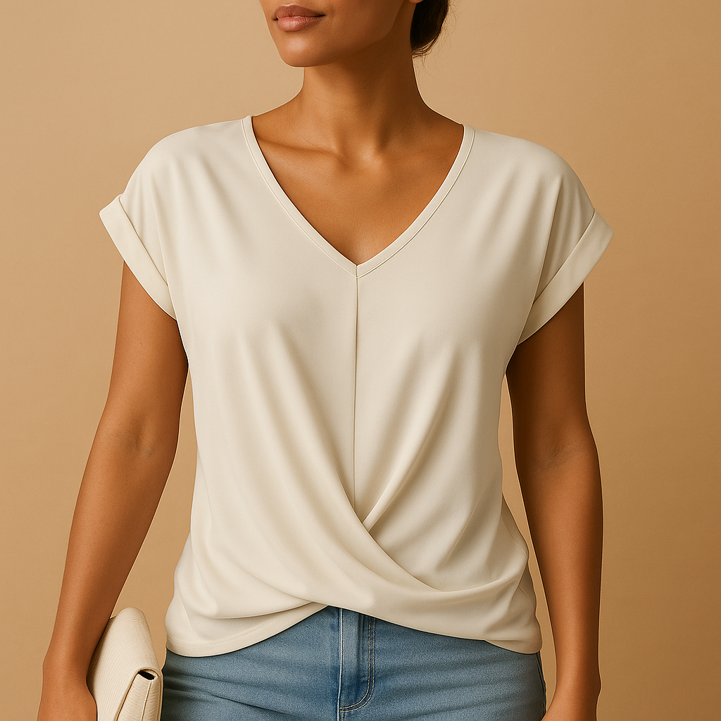 Blusa con scollo a V dalla vestibilità aderente per donna | Joline 0