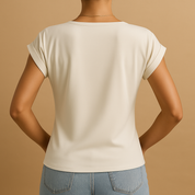 Blusa con scollo a V dalla vestibilità aderente per donna | Joline 1