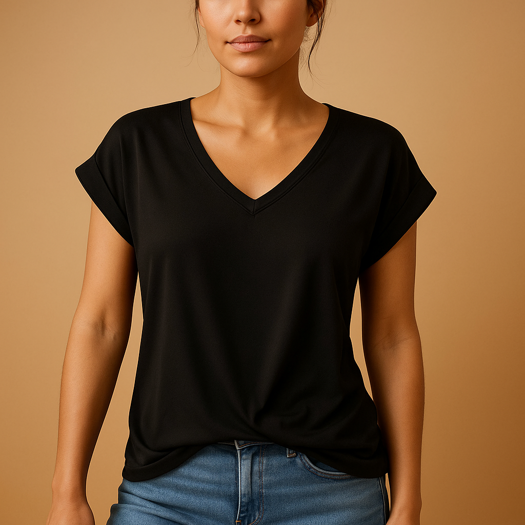Blusa con scollo a V dalla vestibilità aderente per donna | Joline 2