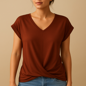 Blusa con scollo a V dalla vestibilità aderente per donna | Joline 4