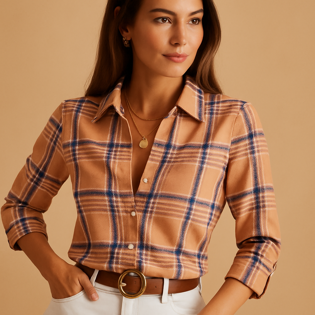 Blusa da donna con scollo a V e stampa | Nina 1