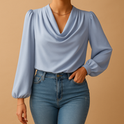 Blusa in chiffon arioso con scollo a V e maniche a sbuffo per donna | Yara 4